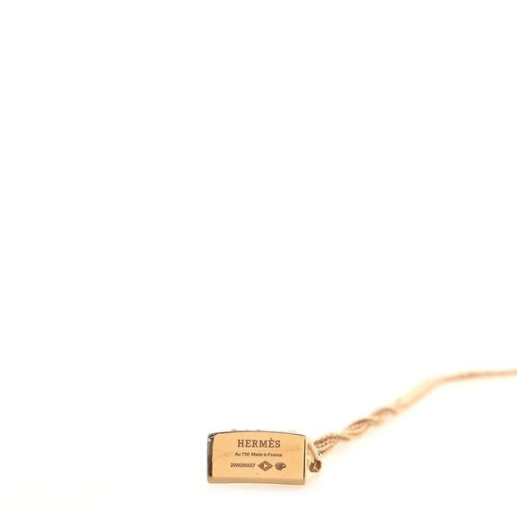 Hermes Amulettes Kelly Pendant NM Necklace 18K Rose Gold and Pink Sapphires - - Picture 4 of 4